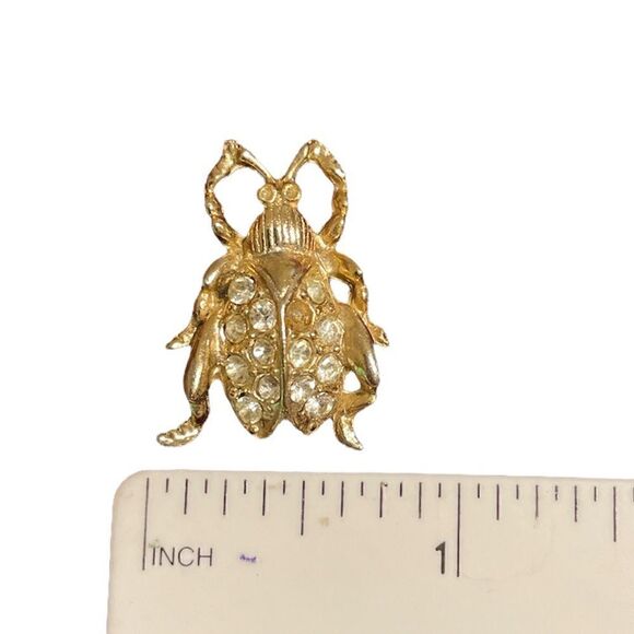 Diamanté Gold tone beetle brooch - Picture 10 of 10